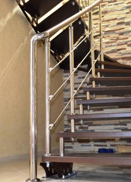 Перила из нержавеющей стали перила с деревянным поручнем — фото 2